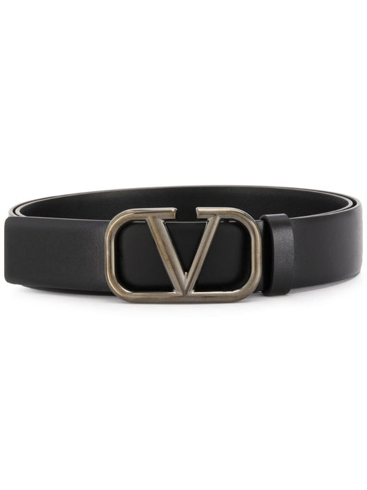 Black Vlogo Signature Leather Belt