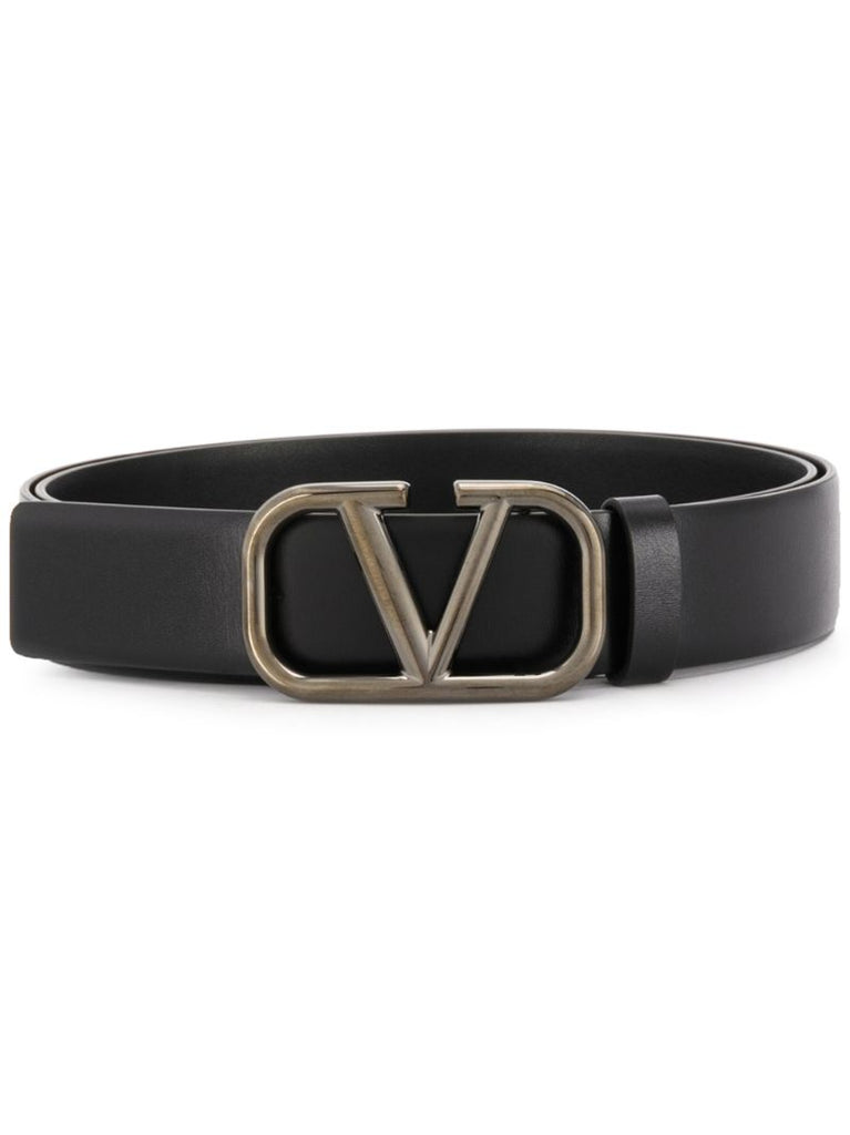 Black Vlogo Signature Leather Belt