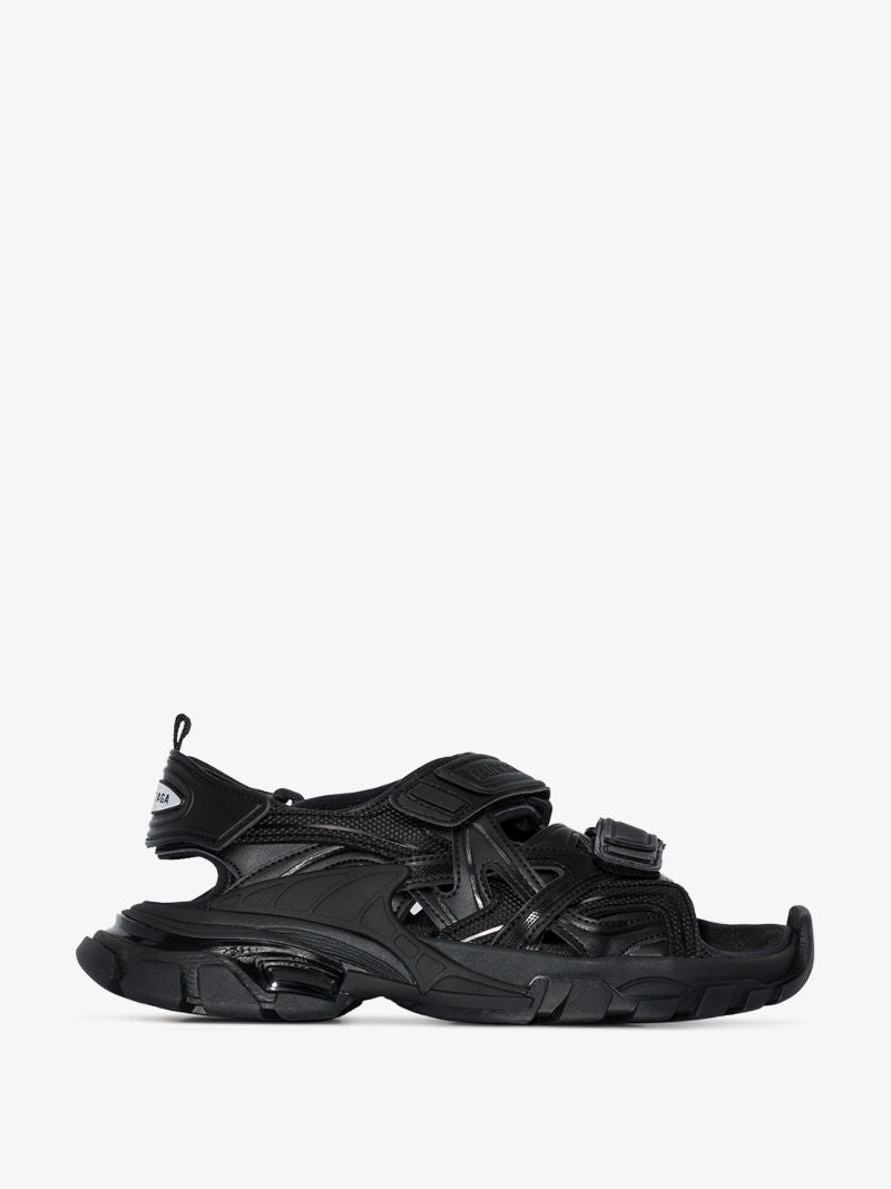 Black Track Flat Sandals