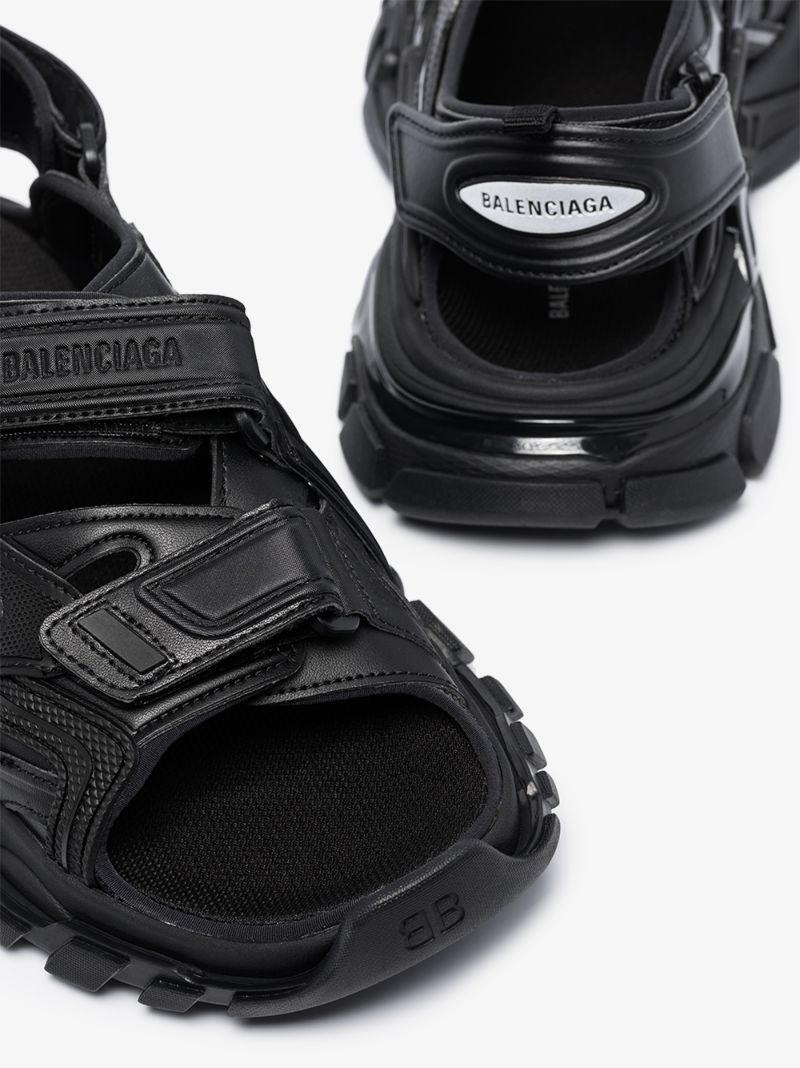 Black Track Flat Sandals