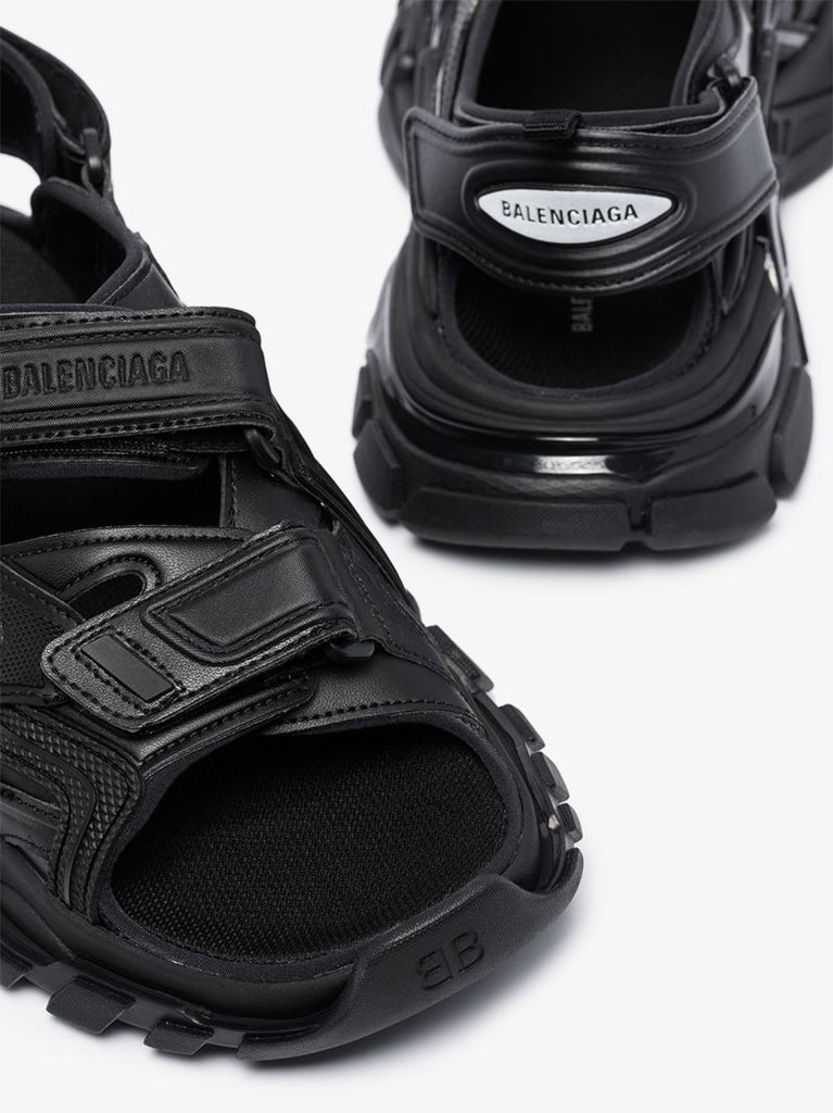 Black Track Flat Sandals