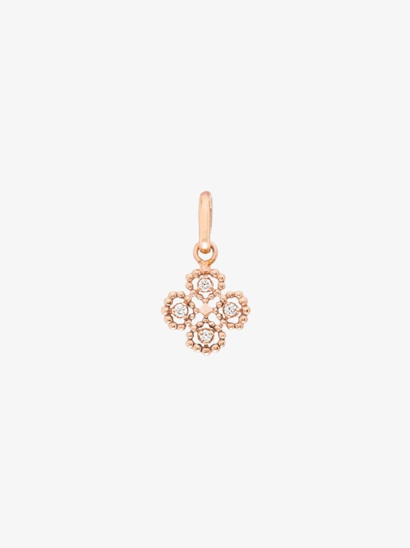 18k Rose Gold Lucky Clover Diamond Pendant