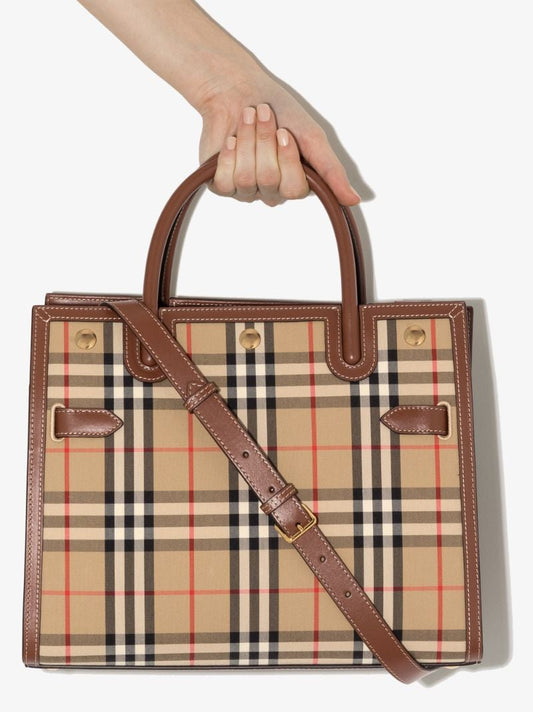 Neutral Title Vintage Check Tote Bag