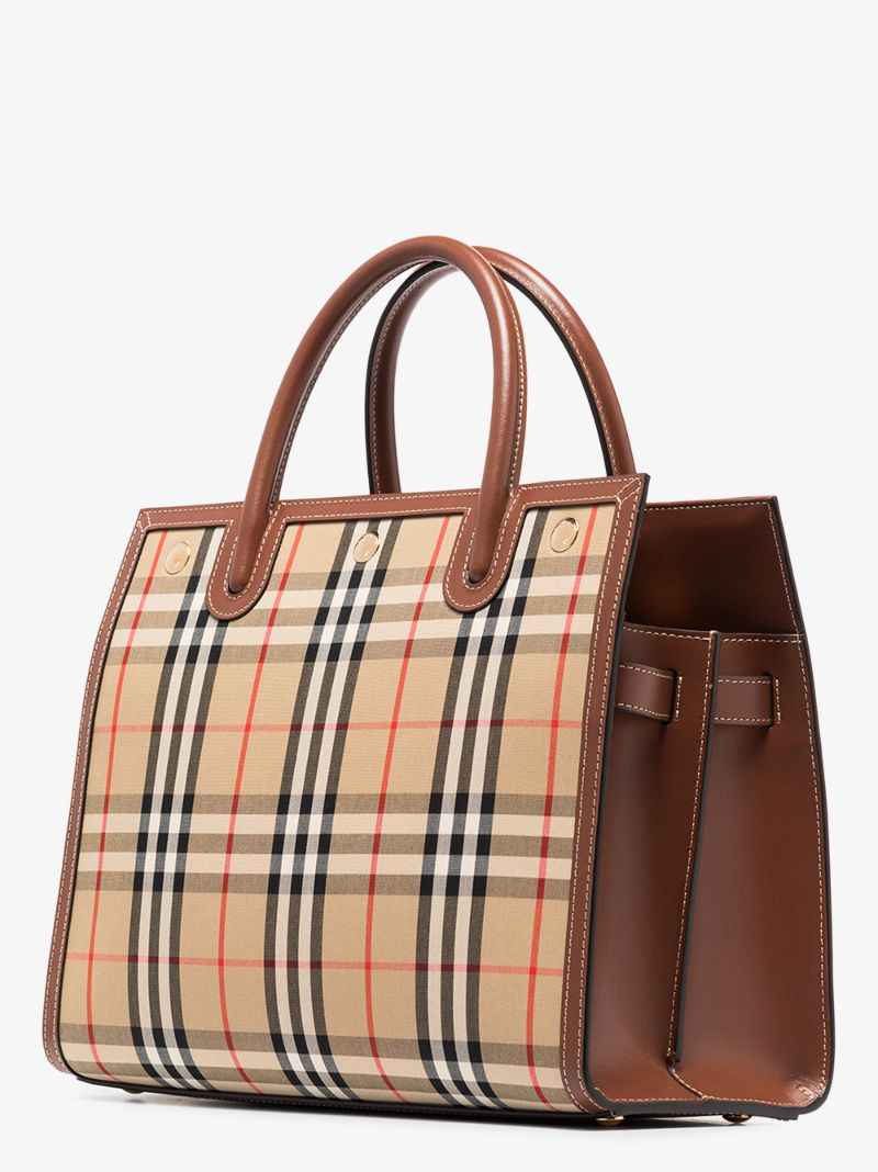 Neutral Title Vintage Check Tote Bag