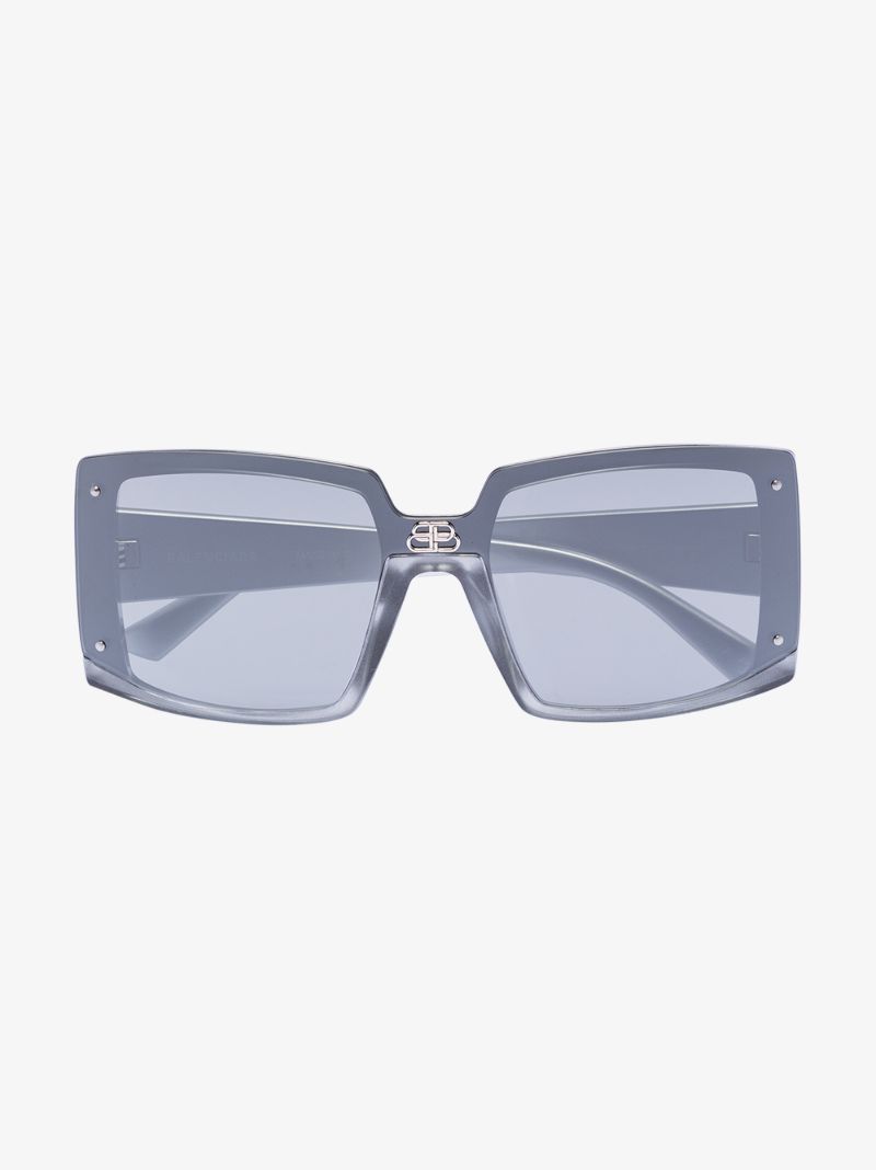 Silver Tone Shield Square Sunglasses