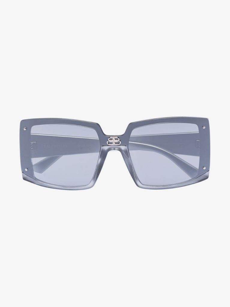 Silver Tone Shield Square Sunglasses