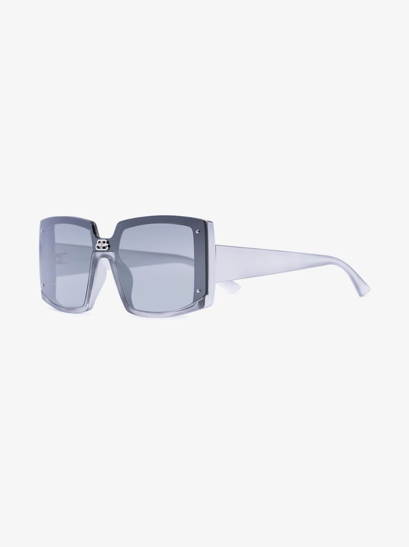 Silver Tone Shield Square Sunglasses