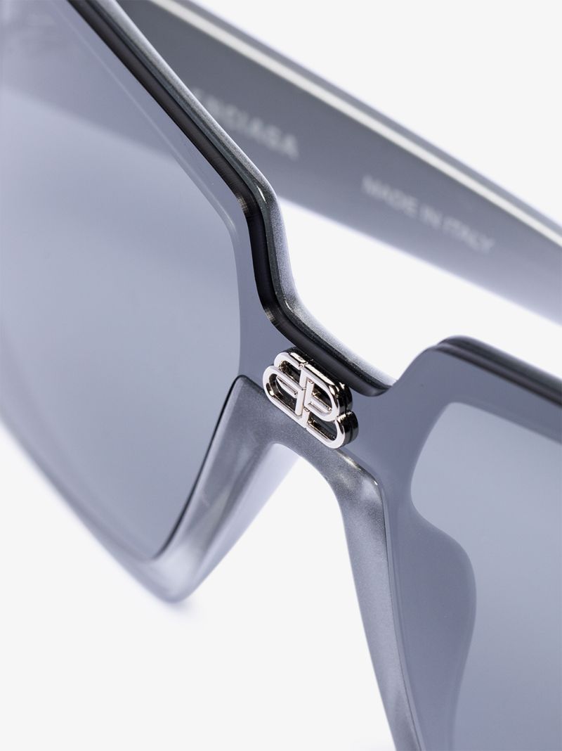 Silver Tone Shield Square Sunglasses