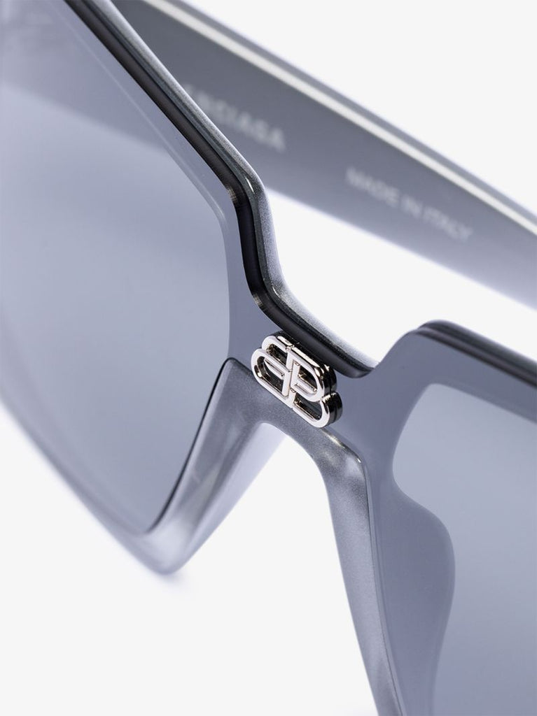 Silver Tone Shield Square Sunglasses