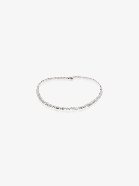 18k White Gold Fireworks Diamond Tennis Necklace