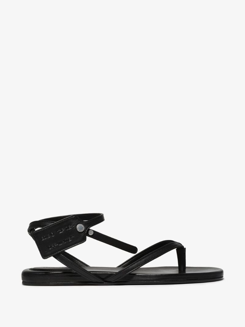 Black Zip Tie Leather Sandals