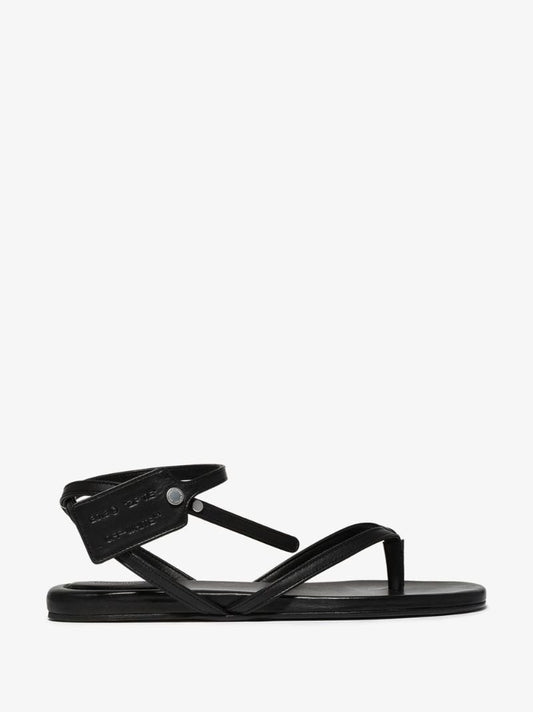 Black Zip Tie Leather Sandals