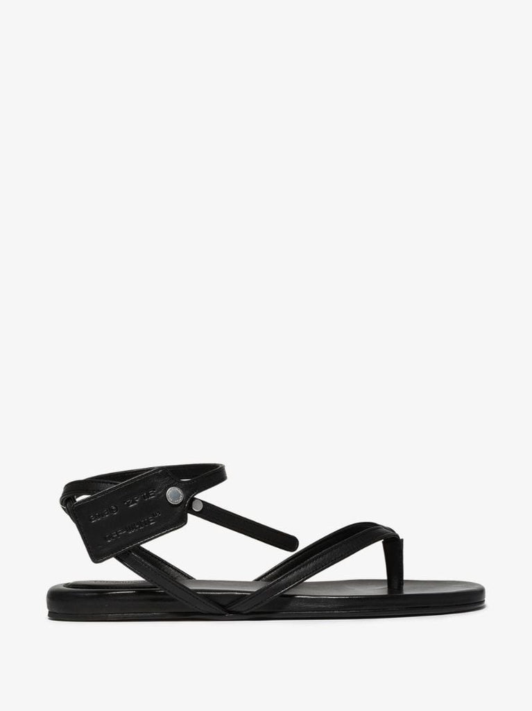 Black Zip Tie Leather Sandals