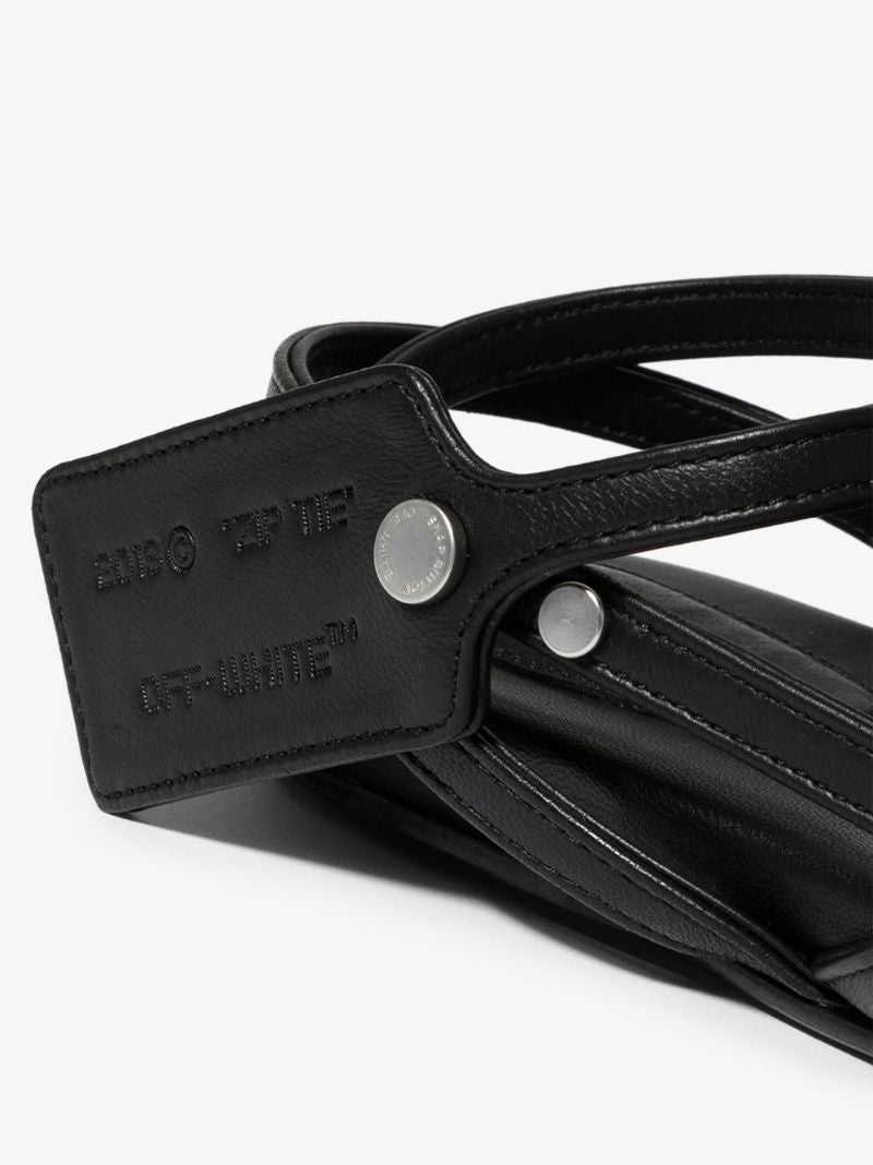 Black Zip Tie Leather Sandals
