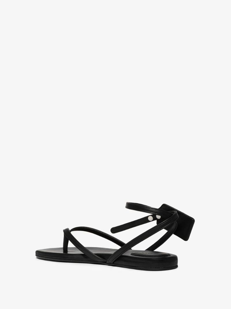 Black Zip Tie Leather Sandals