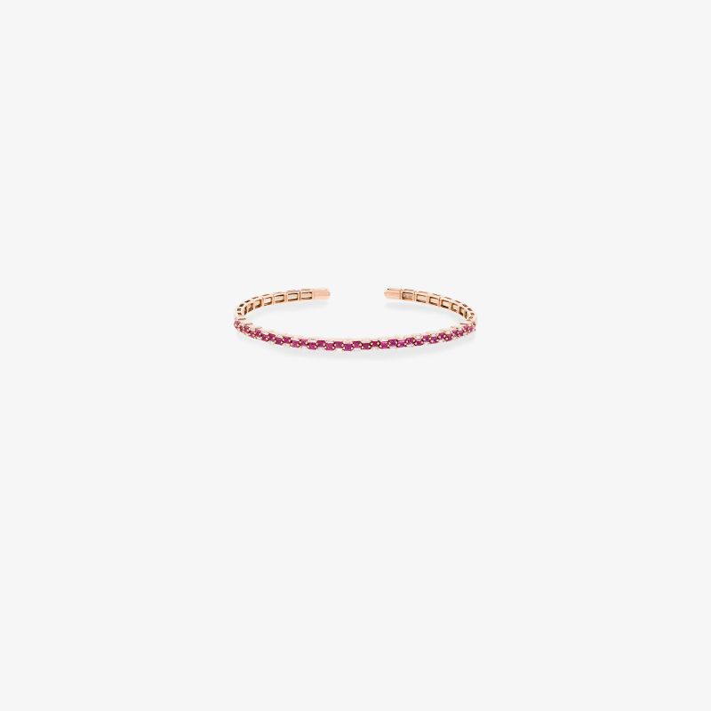 18k Rose Gold Ruby Stacked Diamond Bracelet