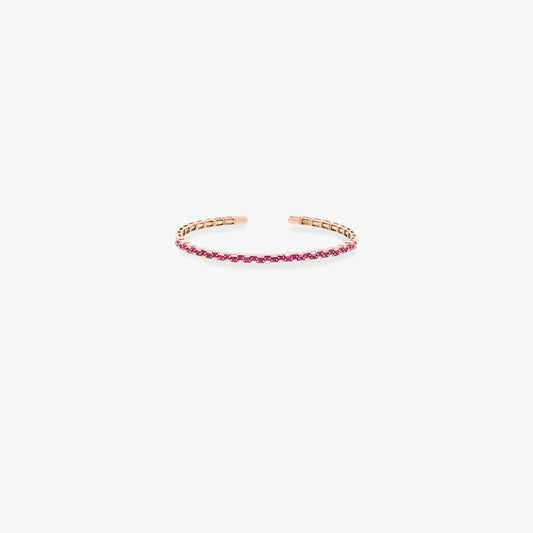 18k Rose Gold Ruby Stacked Diamond Bracelet