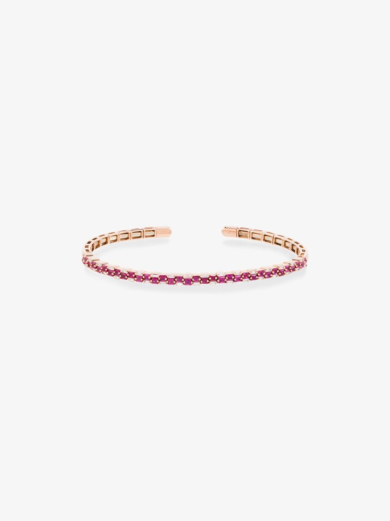 18k Rose Gold Ruby Stacked Diamond Bracelet