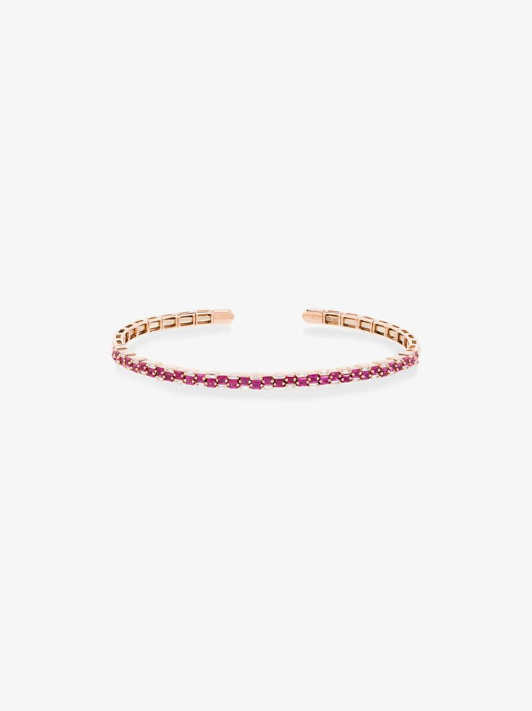 18k Rose Gold Ruby Stacked Diamond Bracelet