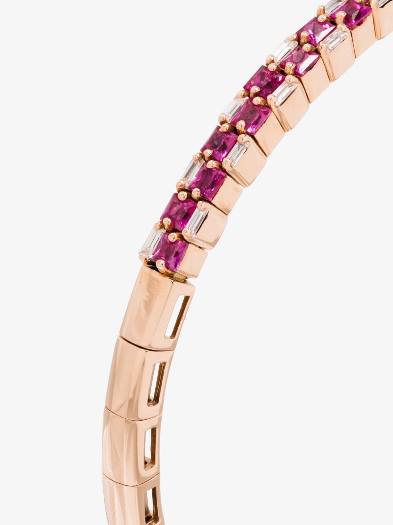 18k Rose Gold Ruby Stacked Diamond Bracelet