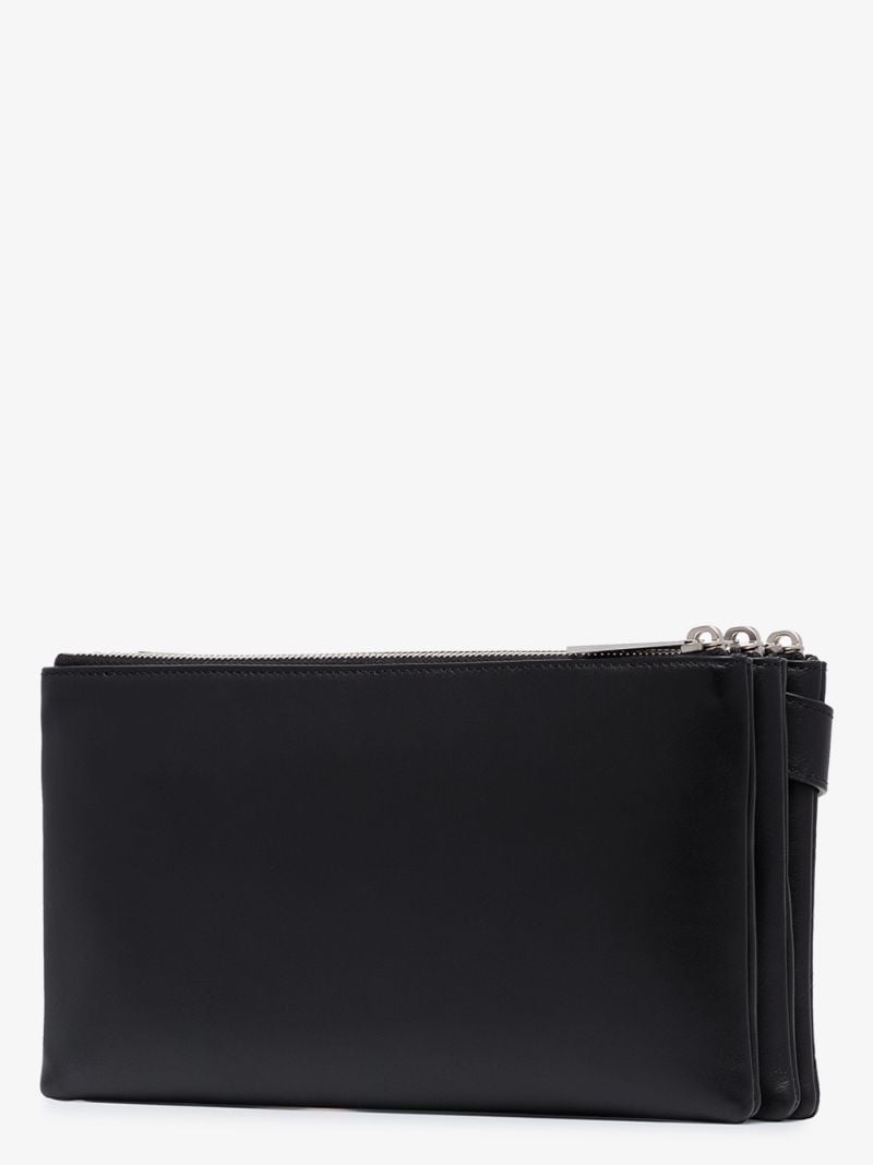 Black Embossed Leather Messenger Bag