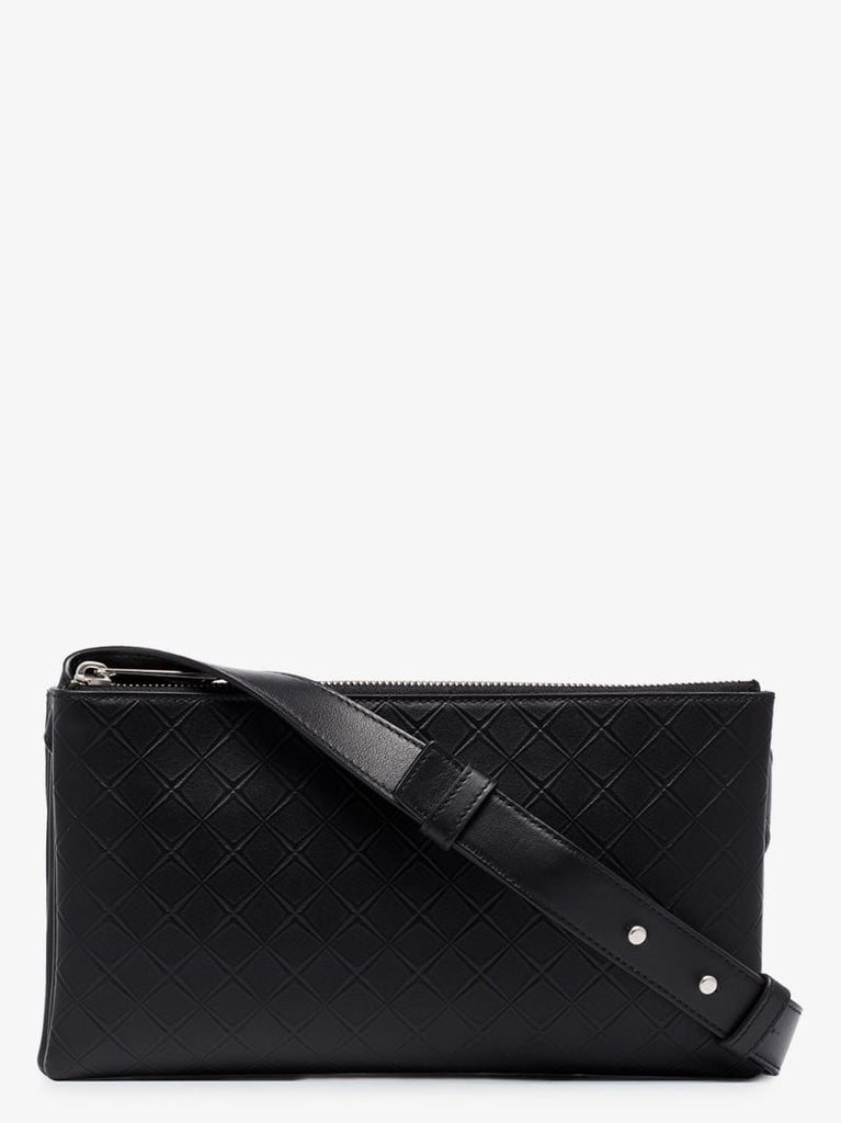 Black Embossed Leather Messenger Bag