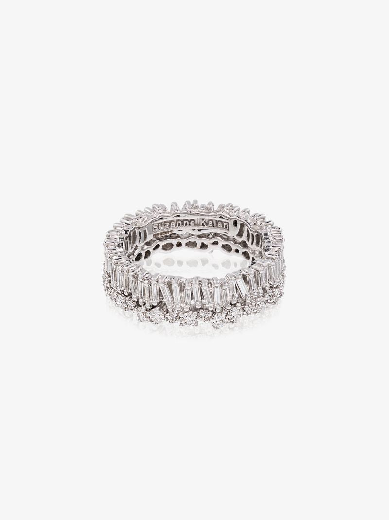 18k White Gold Fireworks Short Stack Diamond Ring
