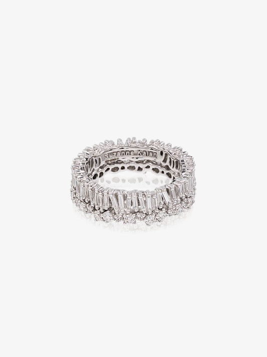 18k White Gold Fireworks Short Stack Diamond Ring