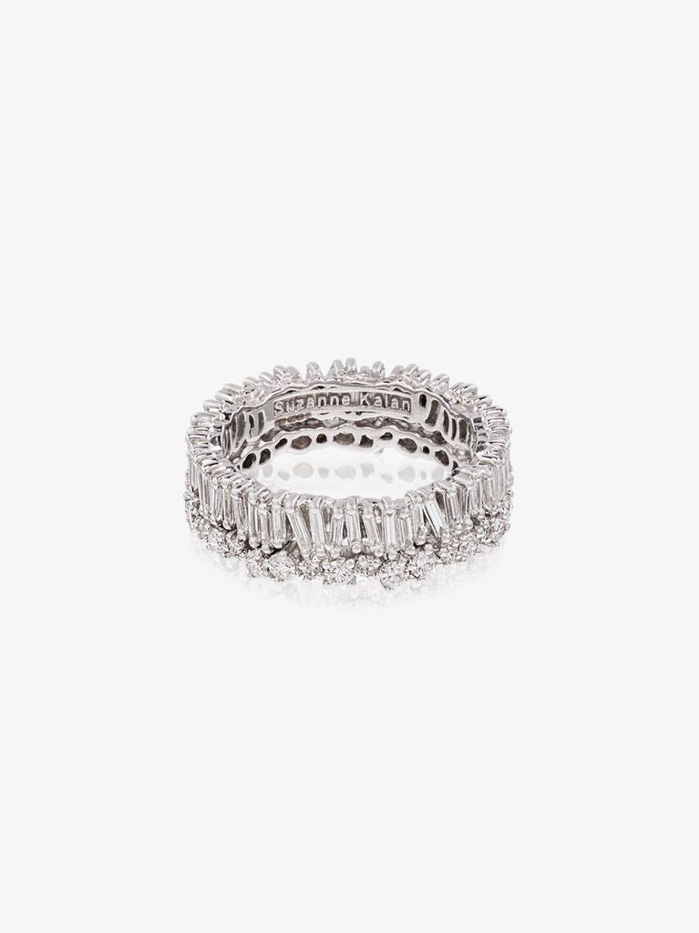 18k White Gold Fireworks Short Stack Diamond Ring