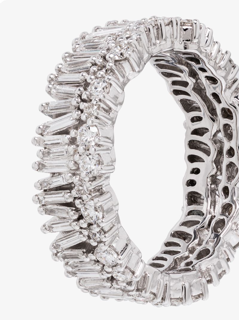 18k White Gold Fireworks Short Stack Diamond Ring