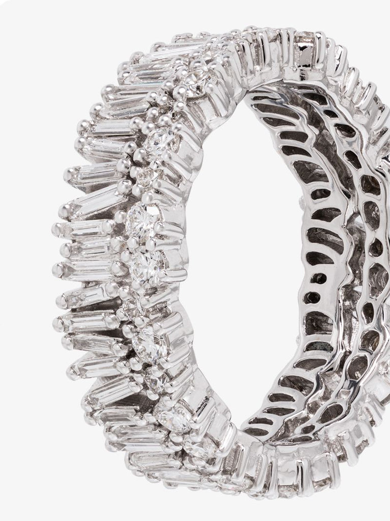 18k White Gold Fireworks Short Stack Diamond Ring