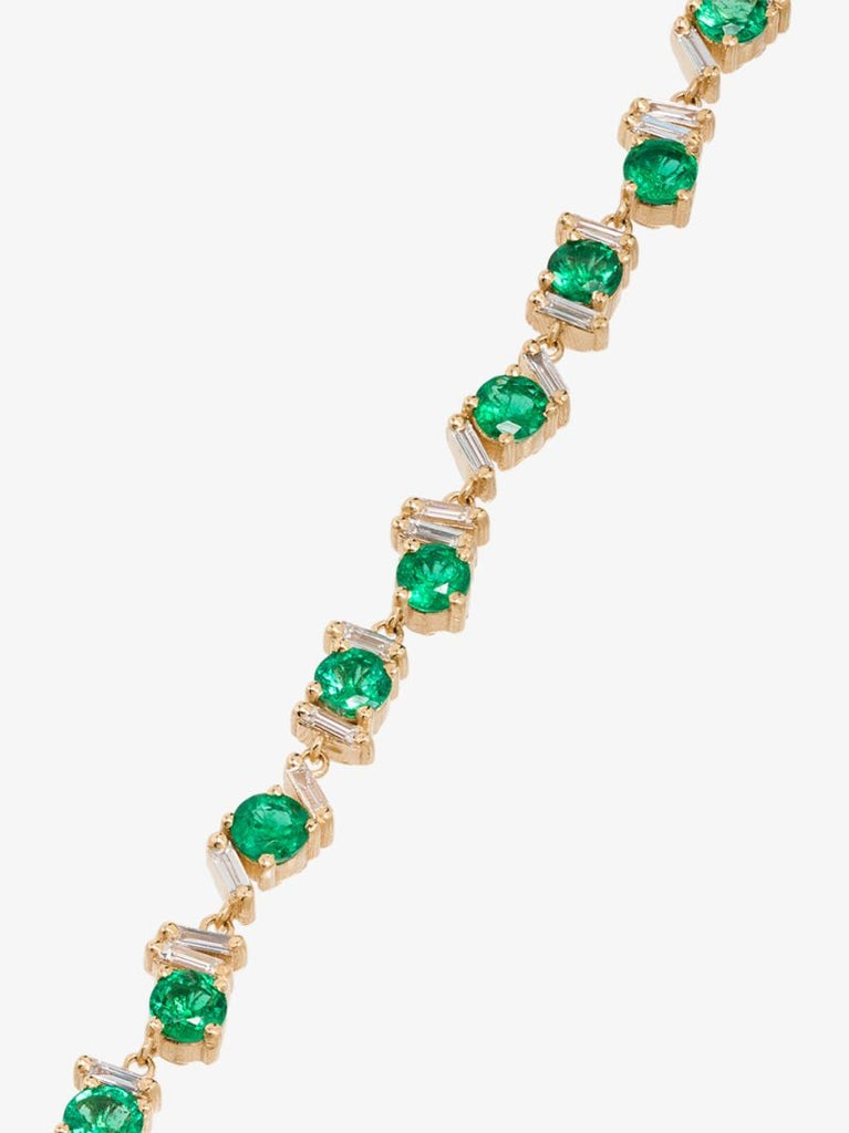 18k Yellow Gold Emerald and Diamond Tennis Bracelet