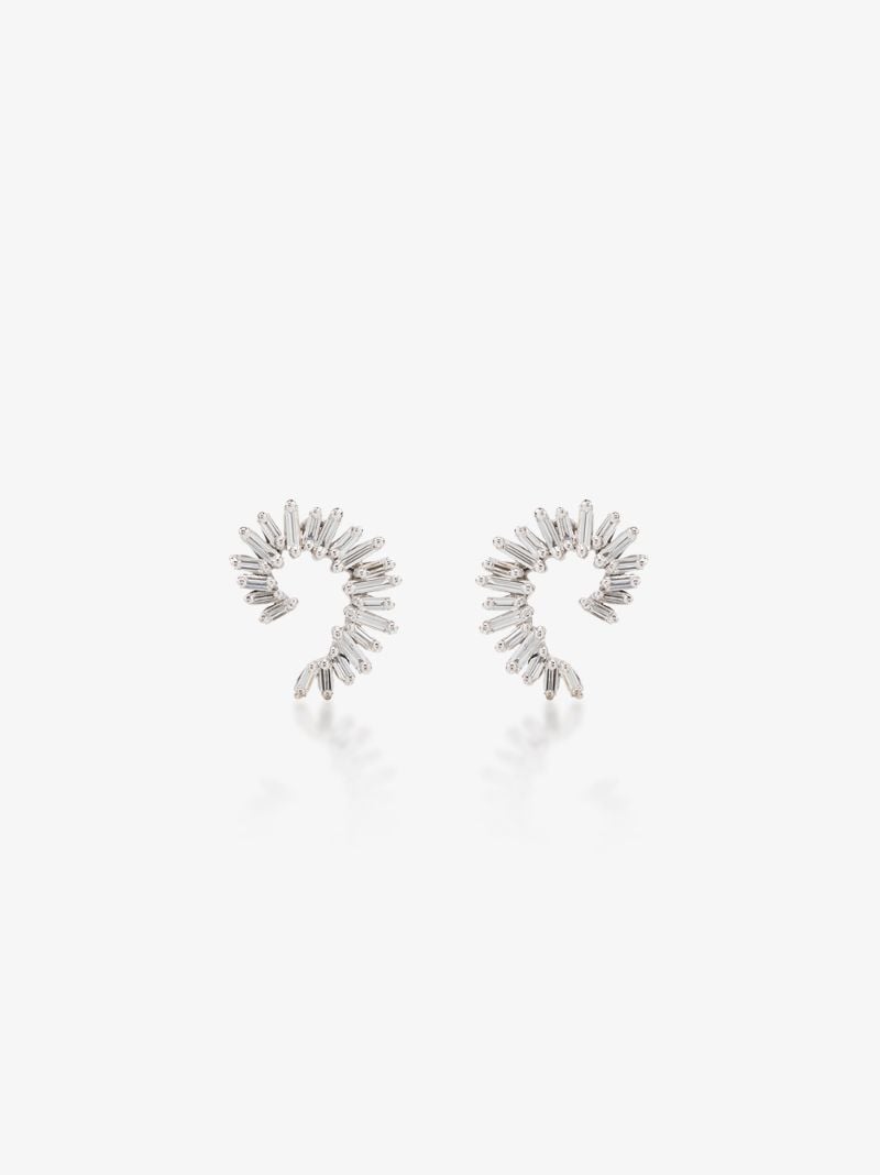 18k White Gold Spiral Diamond Earrings