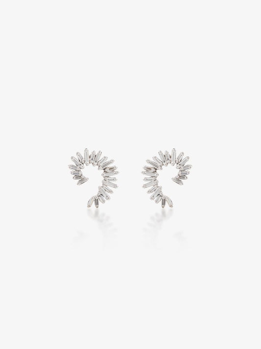 18k White Gold Spiral Diamond Earrings