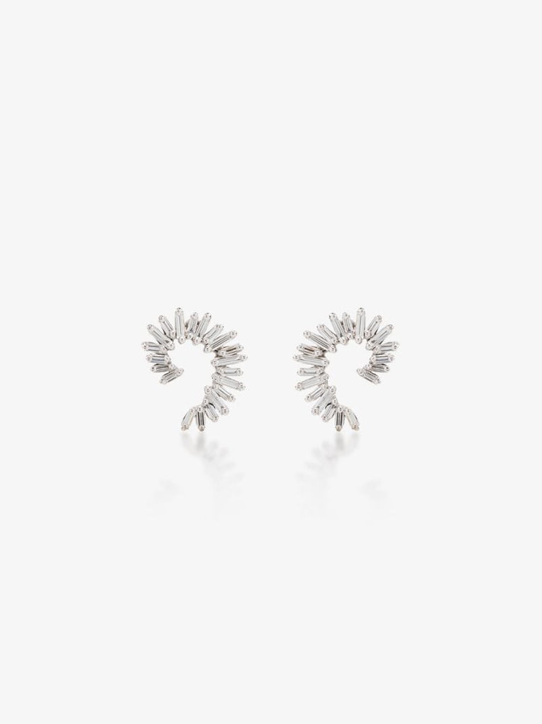 18k White Gold Spiral Diamond Earrings