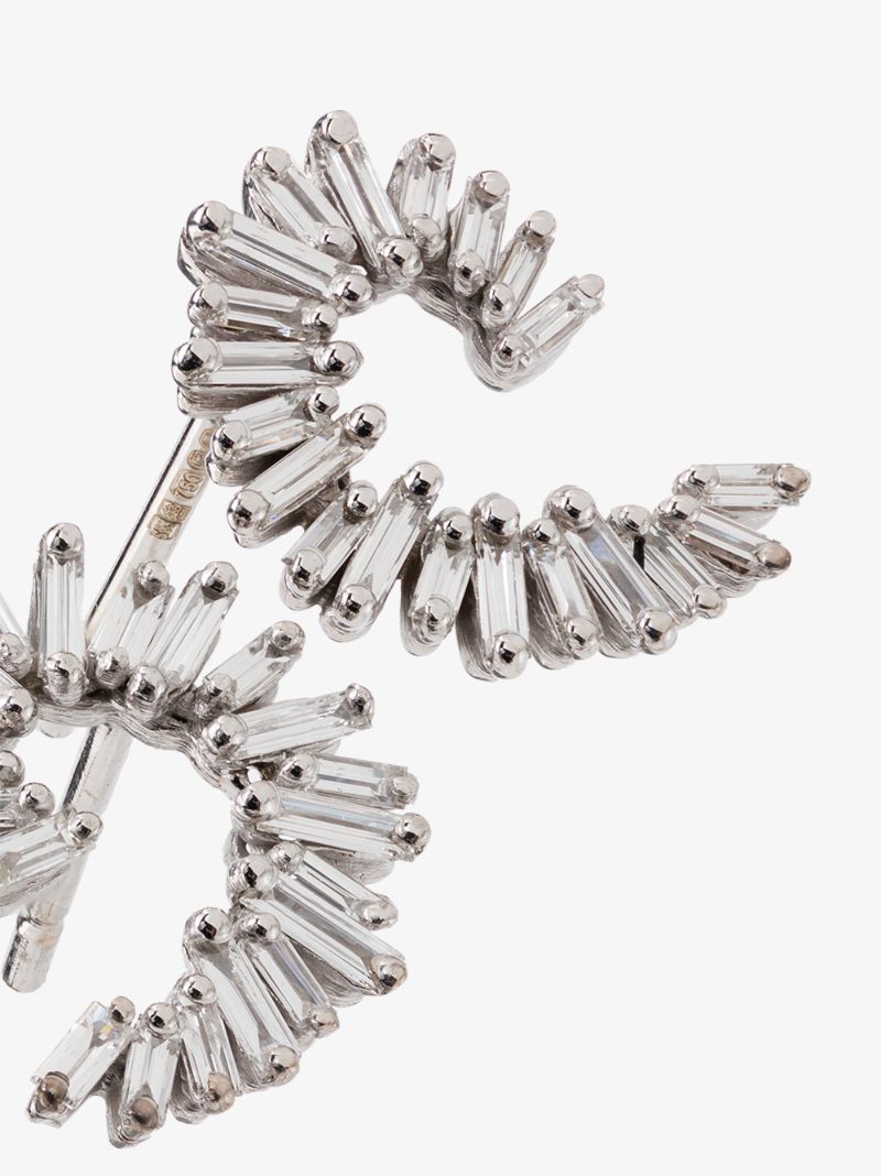 18k White Gold Spiral Diamond Earrings