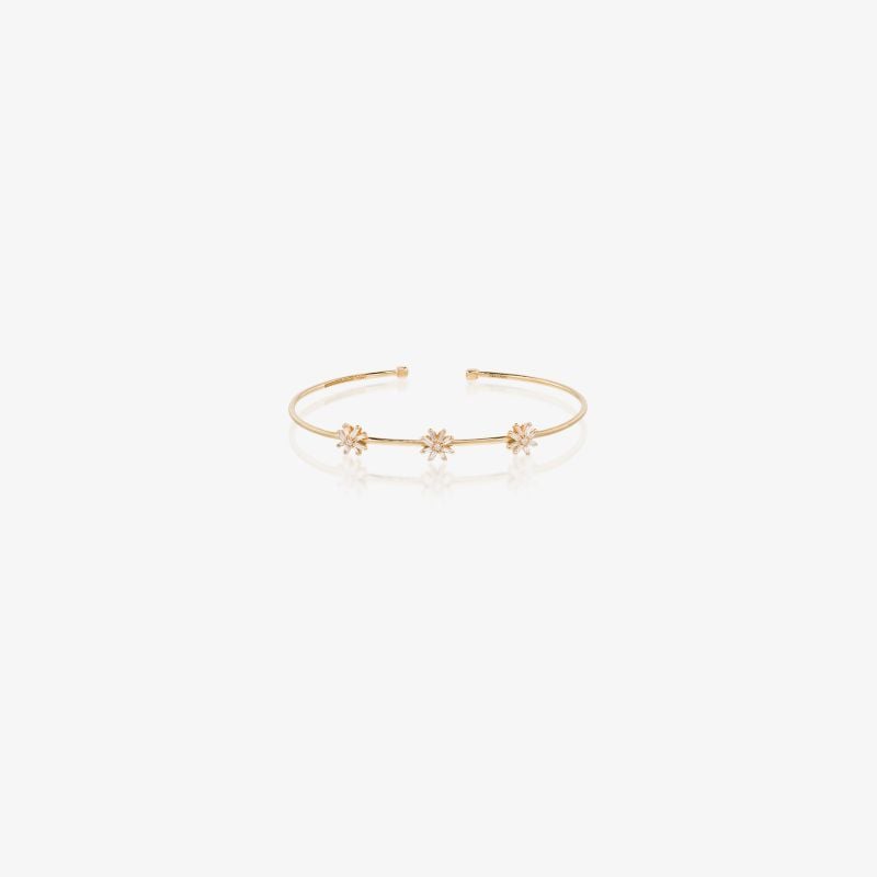 18k Yellow Gold Flower Diamond Bracelet