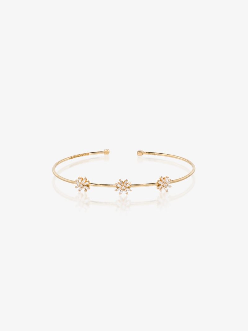 18k Yellow Gold Flower Diamond Bracelet