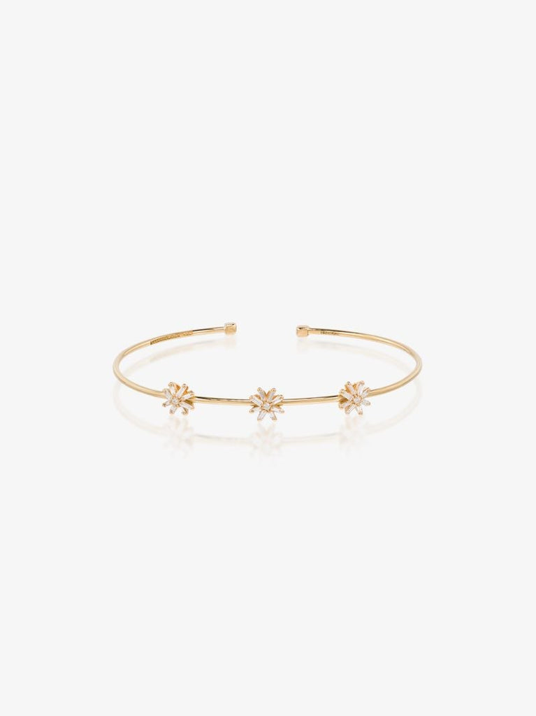 18k Yellow Gold Flower Diamond Bracelet