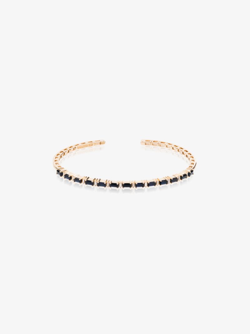 18k Yellow Gold Fireworks Sapphire Horizontal Diamond Bracelet