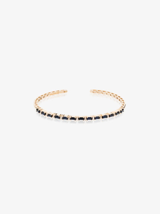 18k Yellow Gold Fireworks Sapphire Horizontal Diamond Bracelet