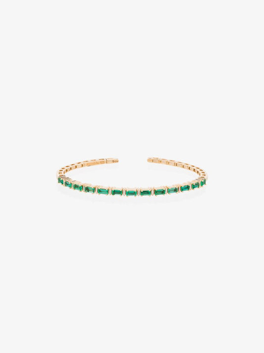 18k Yellow Gold Fireworks Emerald Horizontal Diamond Bracelet