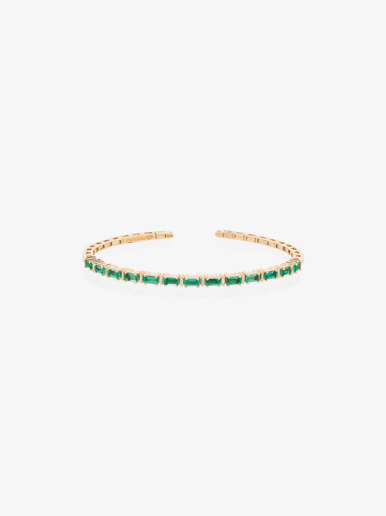 18k Yellow Gold Fireworks Emerald Horizontal Diamond Bracelet