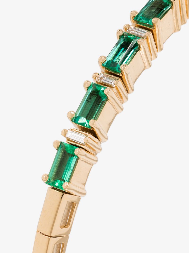 18k Yellow Gold Fireworks Emerald Horizontal Diamond Bracelet