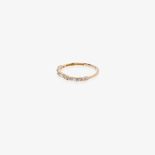 18kt Yellow Gold Thin Mix Diamond Half Band Ring
