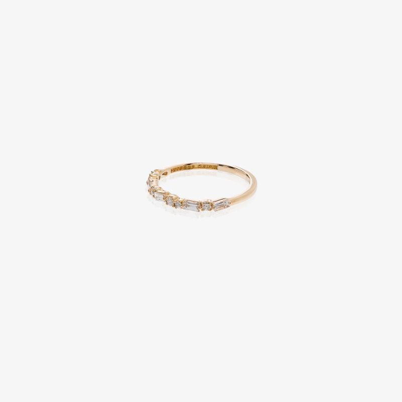 18kt Yellow Gold Thin Mix Diamond Half Band Ring