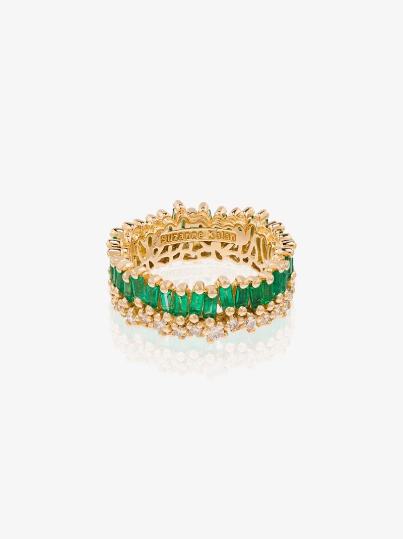 18kt Yellow Gold Short Stack Emerald Eternity Band Ring
