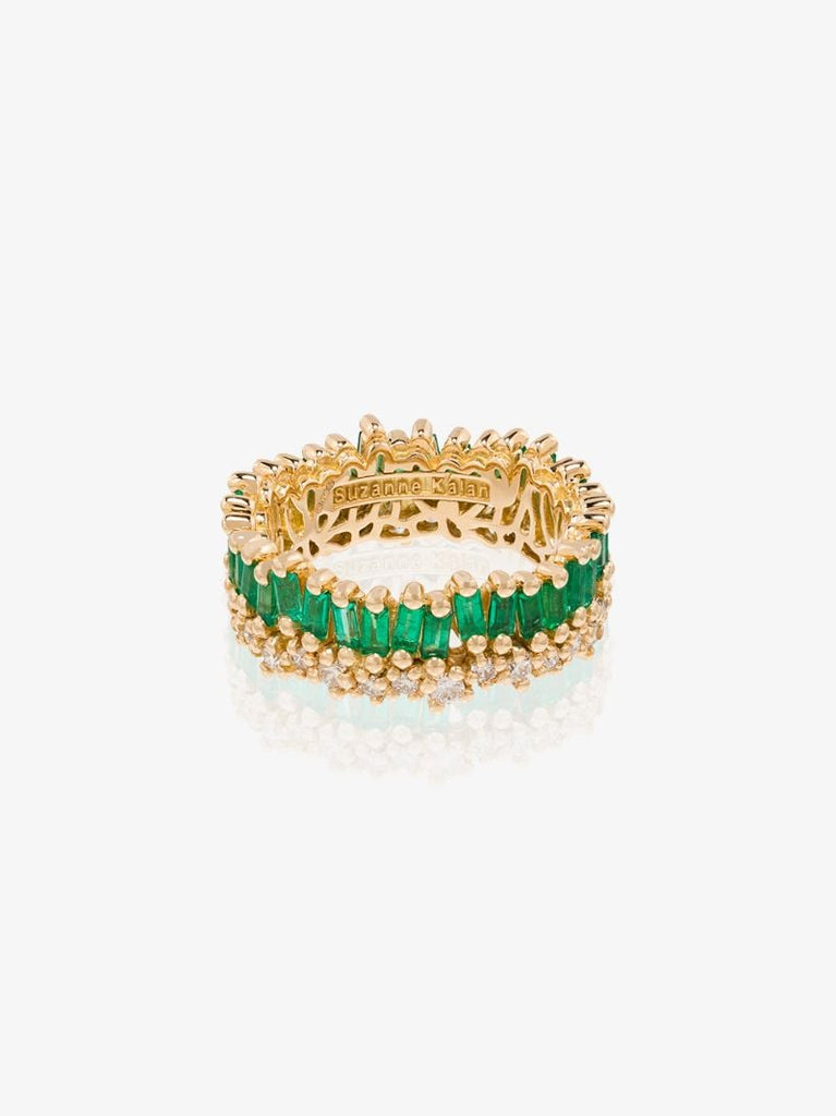 18kt Yellow Gold Short Stack Emerald Eternity Band Ring