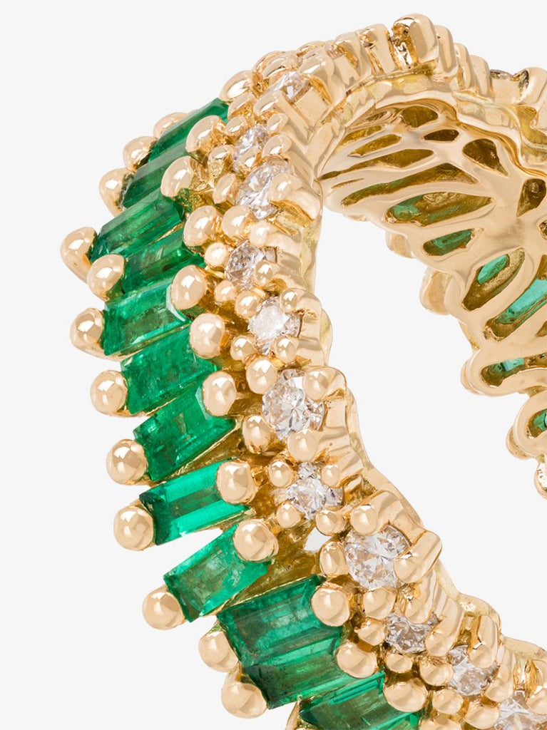 18kt Yellow Gold Short Stack Emerald Eternity Band Ring