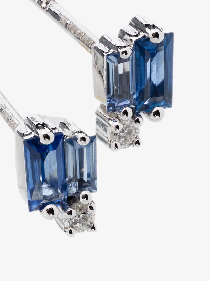 18k White Gold Bold Burst Sapphire and Diamond Stud Earrings